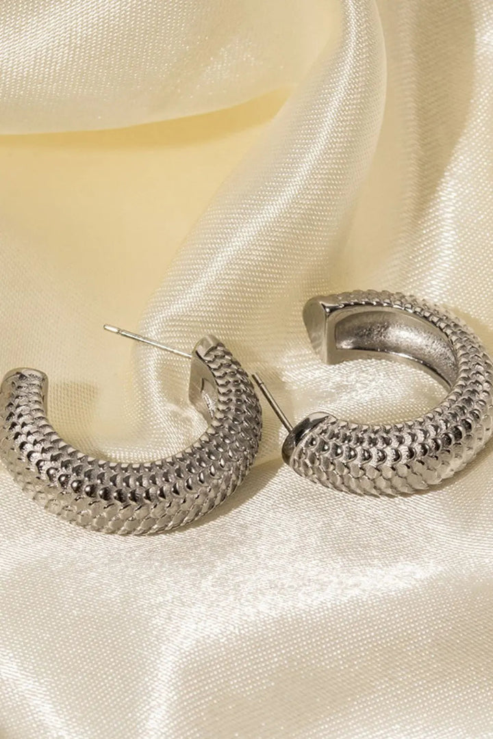 LOVCIA Stainless Steel Scale C-Hoop Earrings