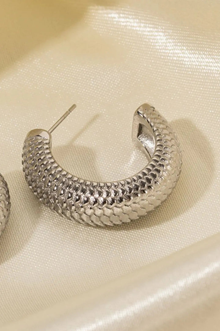 LOVCIA Stainless Steel Scale C-Hoop Earrings