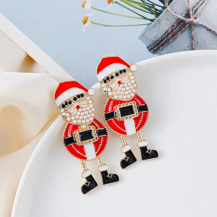 LOVCIA Rhinestone Alloy Santa Earrings