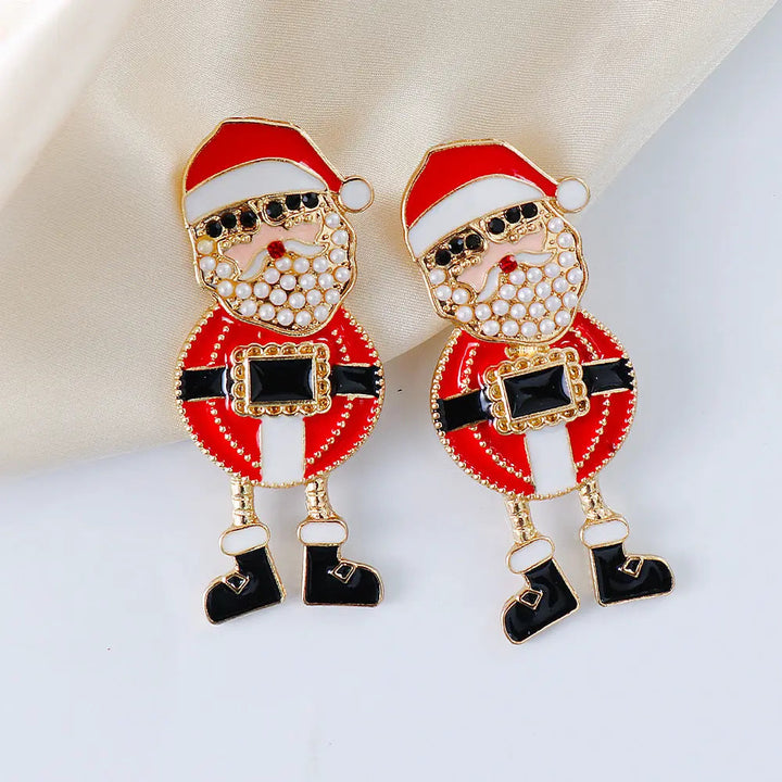 LOVCIA Rhinestone Alloy Santa Earrings