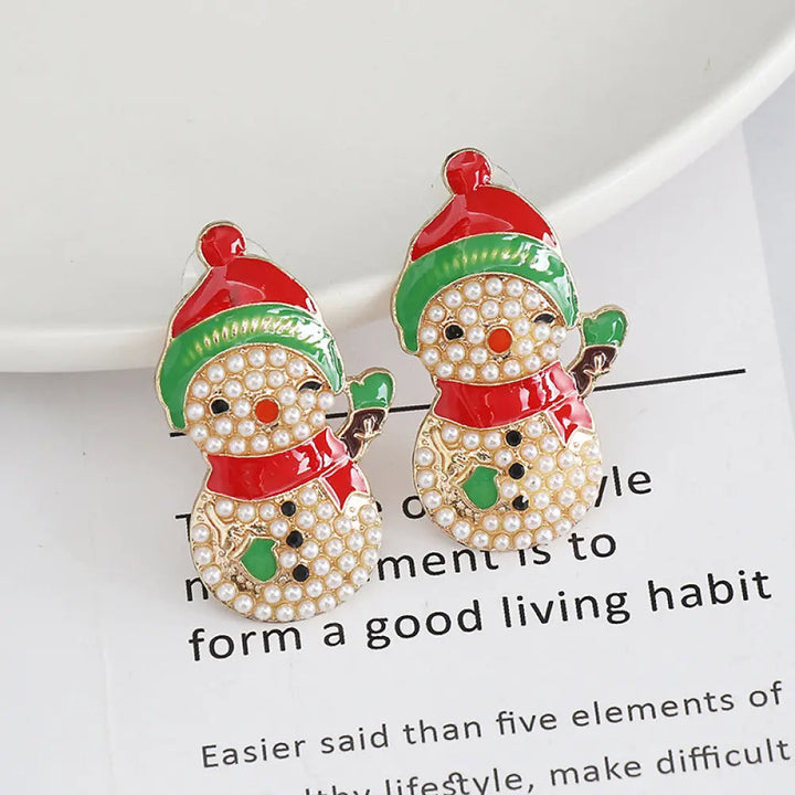 LOVCIA Snowman Rhinestone Alloy Earrings