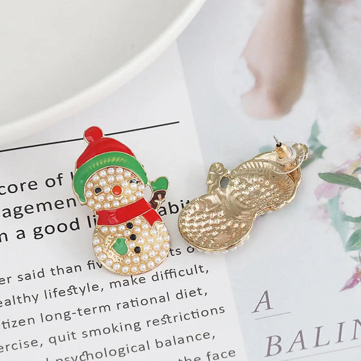 LOVCIA Snowman Rhinestone Alloy Earrings