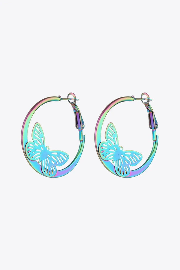 LOVCIA 5-Pair Wholesale Multicolored Butterfly Huggie Earrings