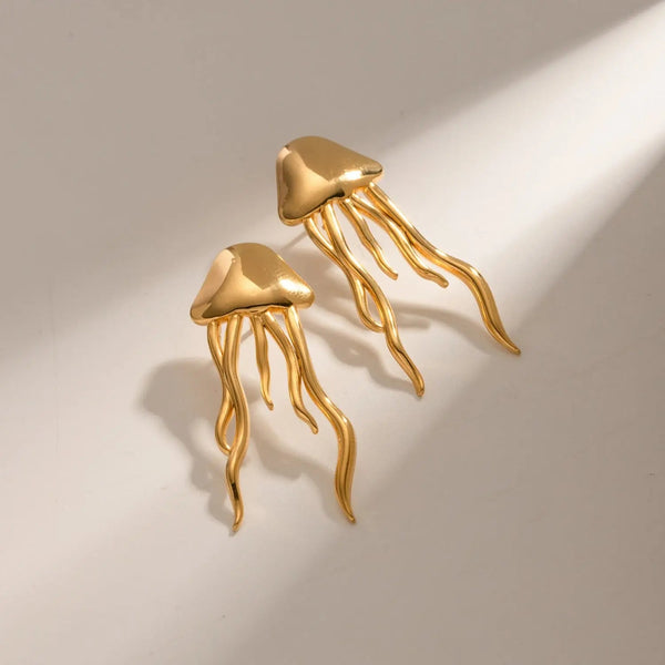 LOVCIA 18K Gold-Plated Stainless Steel Jellyfish Earrings