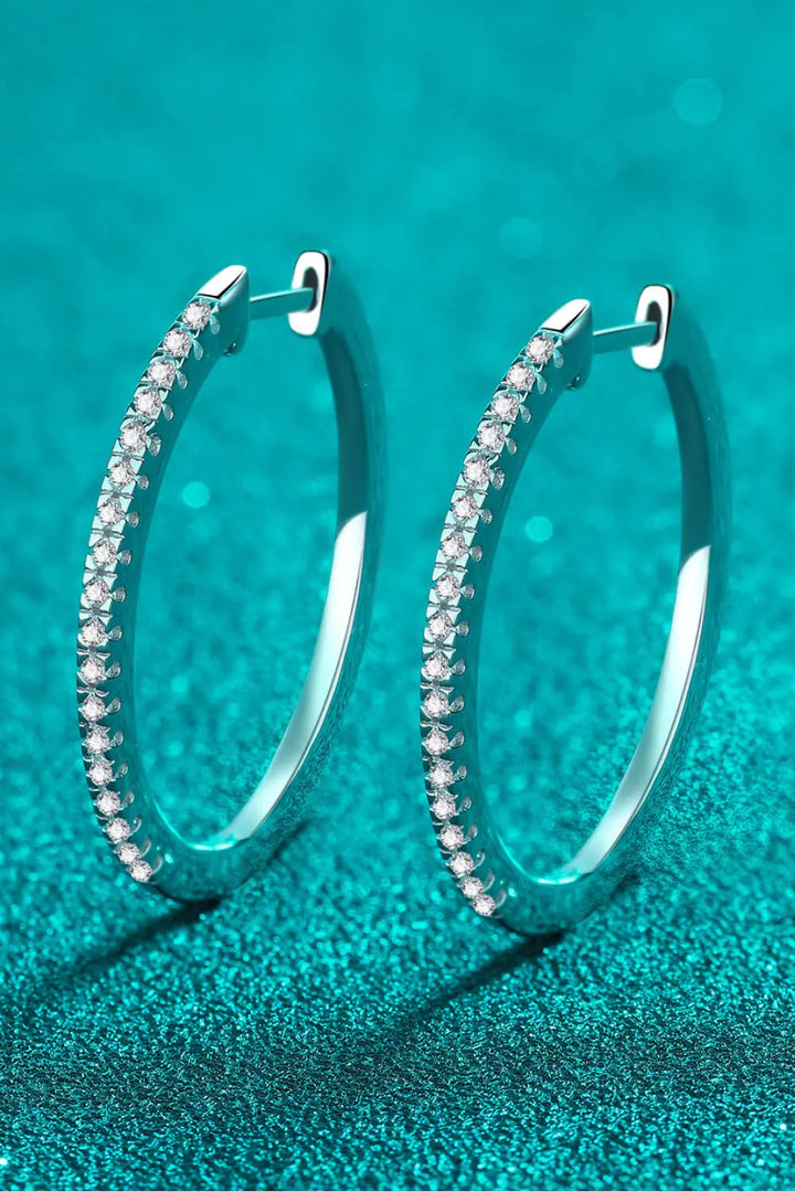 LOVCIA Rhodium-Plated Moissanite Hoop Earrings