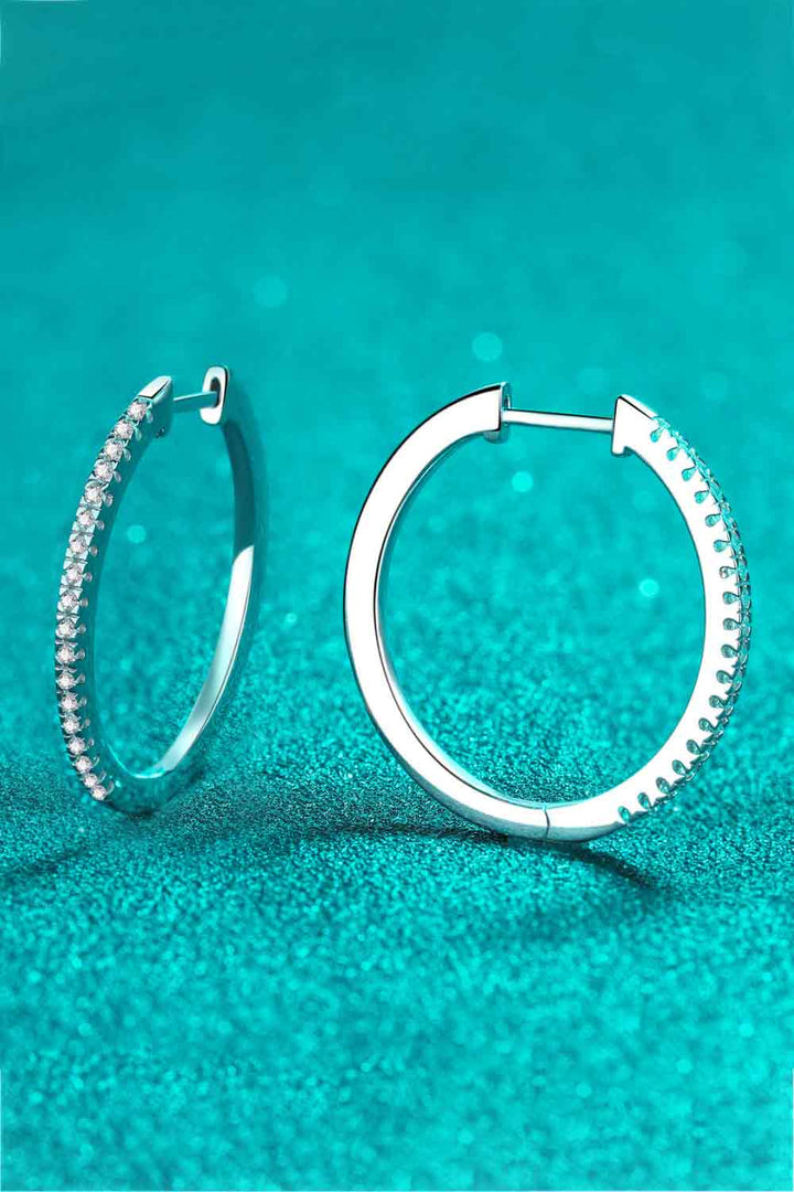 LOVCIA Rhodium-Plated Moissanite Hoop Earrings