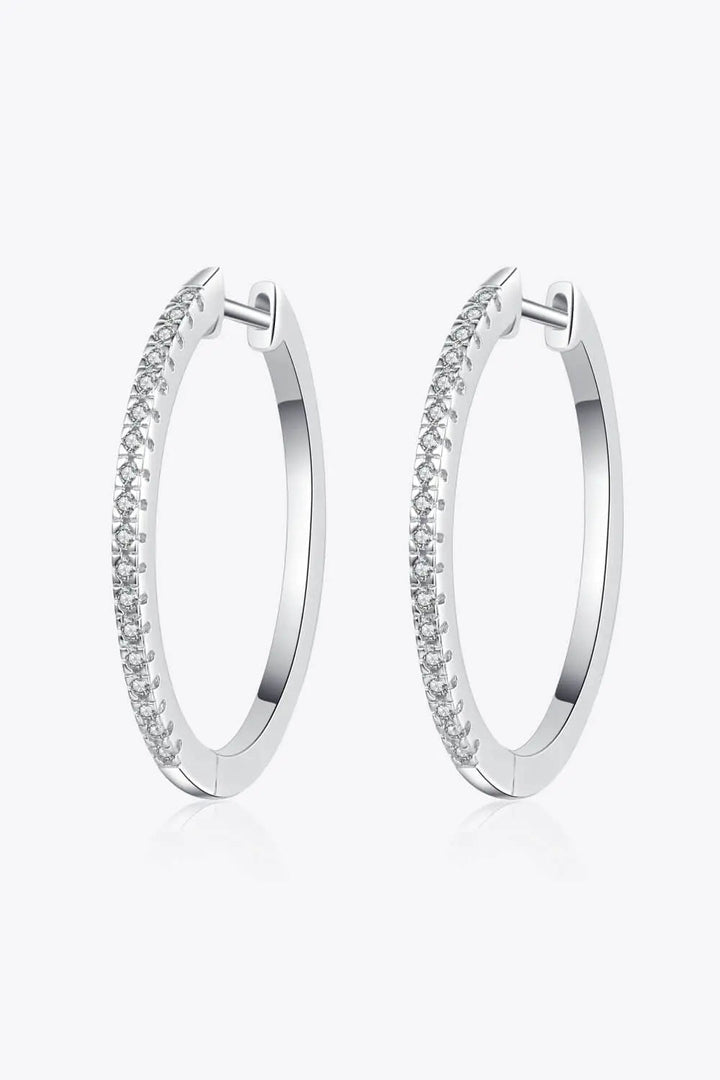 LOVCIA Rhodium-Plated Moissanite Hoop Earrings