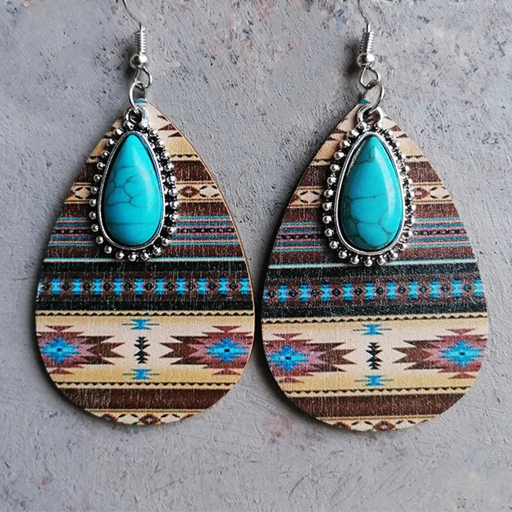 LOVCIA Artificial Turquoise Geometric Teardrop Earrings