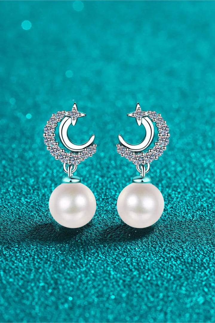 LOVCIA Moissanite Pearl Drop Earrings