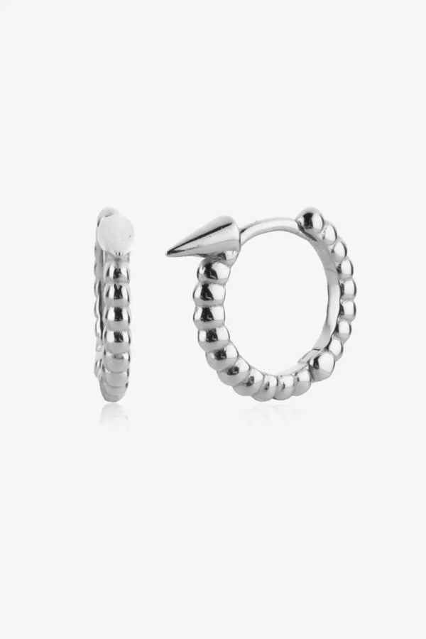 LOVCIA 925 Sterling Silver Ribbed Huggie Earrings