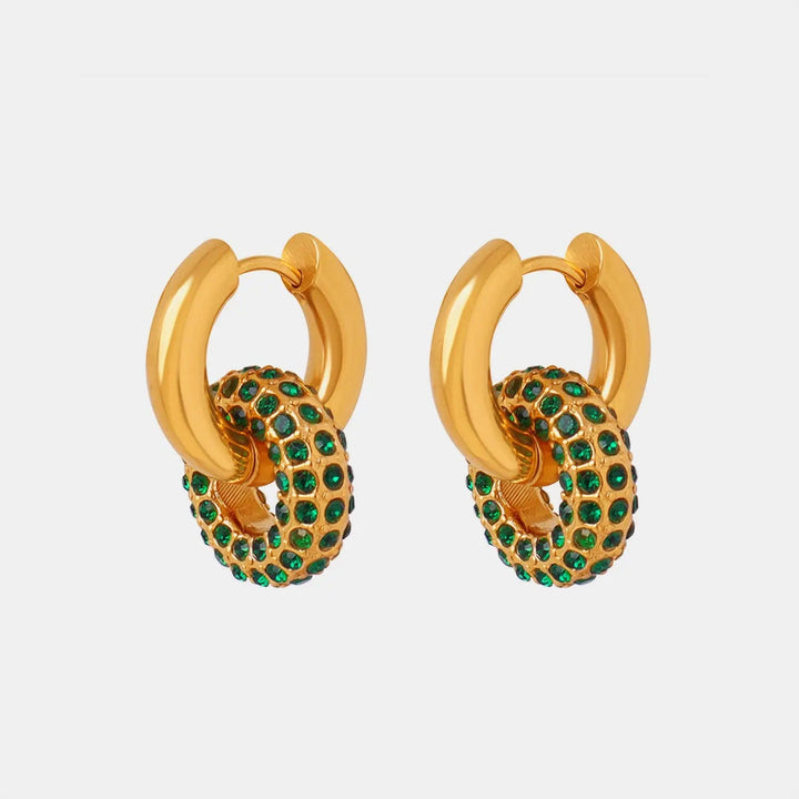 LOVCIA Titanium Steel Inlaid Zircon Double-Hoop Earrings