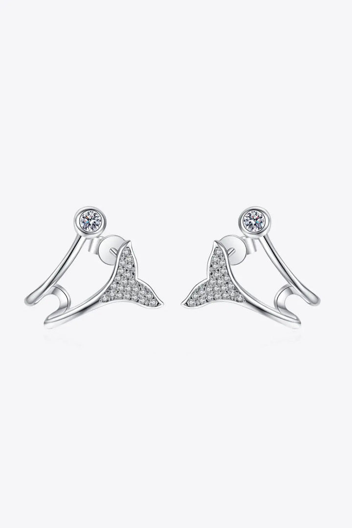 LOVCIA Moissanite Fishtail Rhodium-Plated Earrings