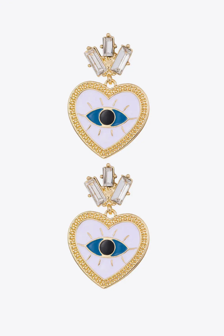 LOVCIA Evil Eye Heart-Shaped Drop Earrings