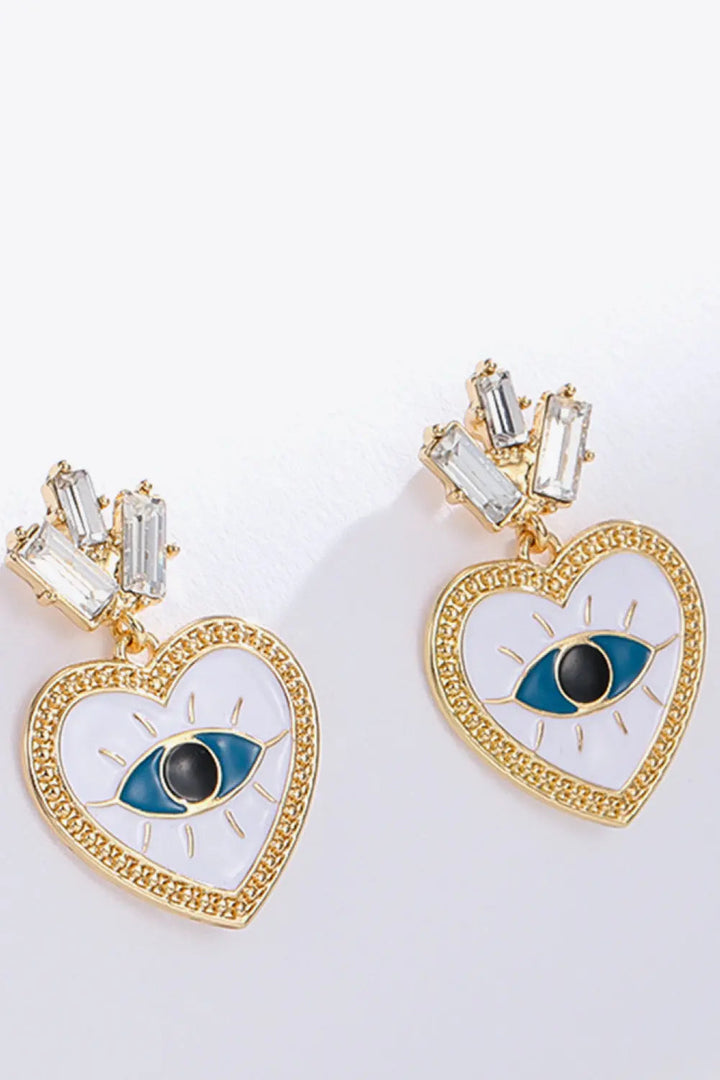 LOVCIA Evil Eye Heart-Shaped Drop Earrings