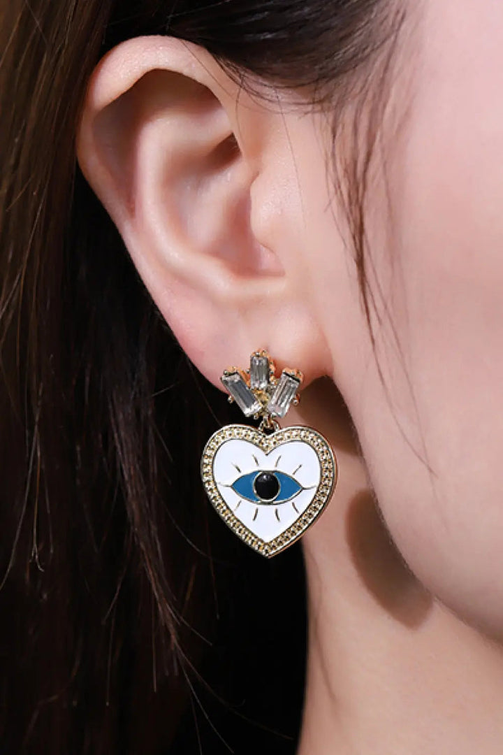 LOVCIA Evil Eye Heart-Shaped Drop Earrings