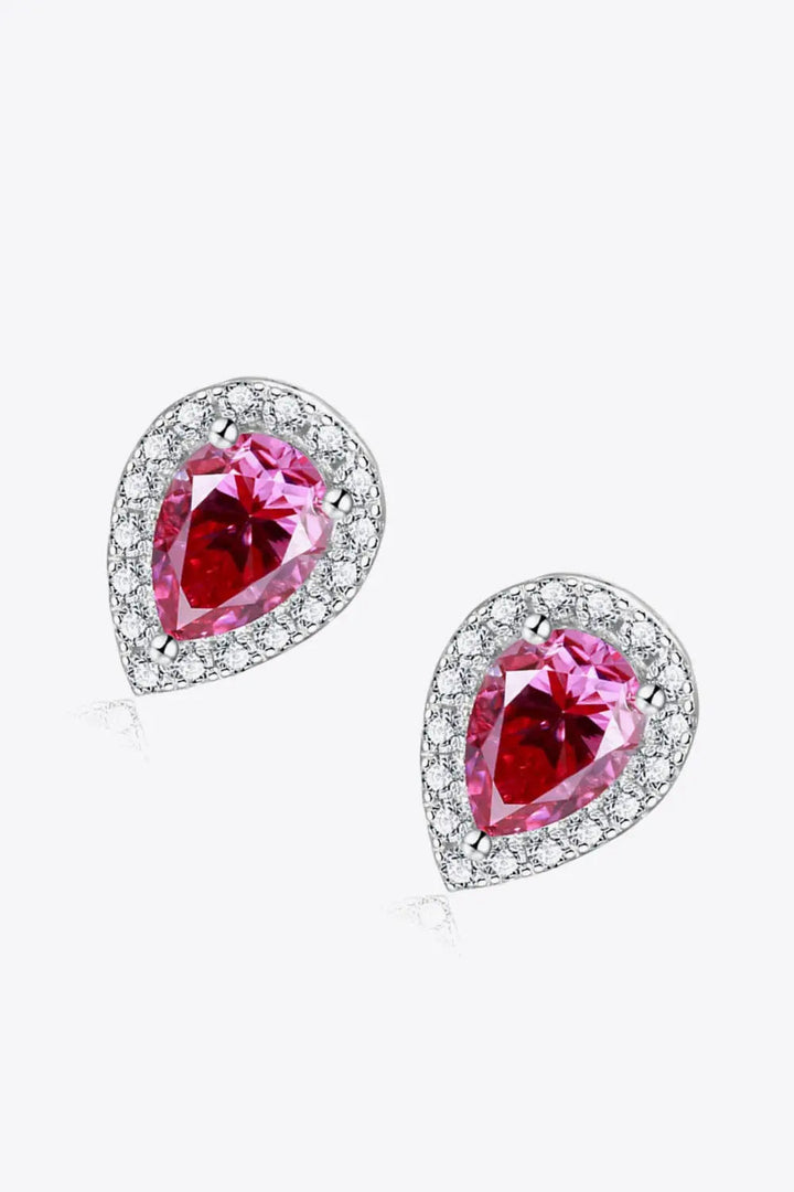 2 Carat Moissanite Teardrop Stud Earrings in Rose LOVCIA