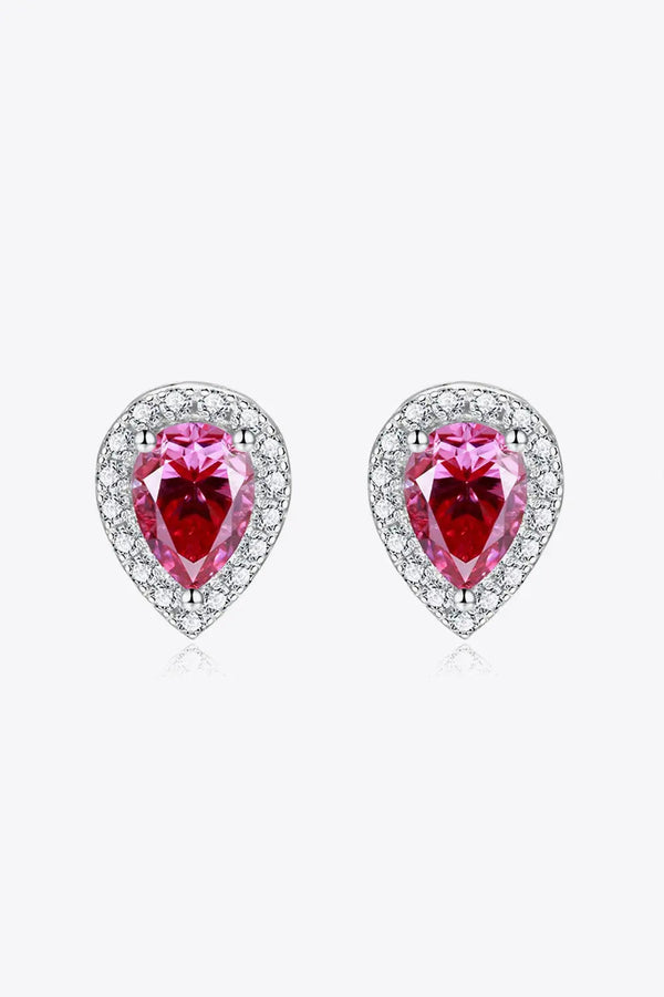 LOVCIA 2 Carat Moissanite Teardrop Stud Earrings in Rose