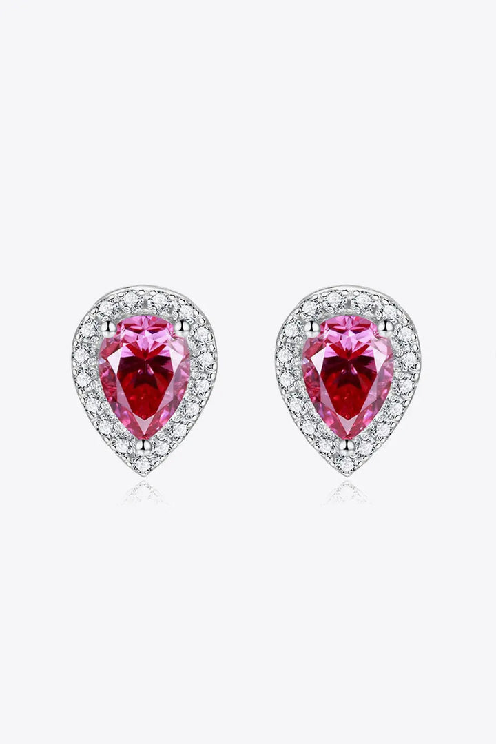 2 Carat Moissanite Teardrop Stud Earrings in Rose LOVCIA