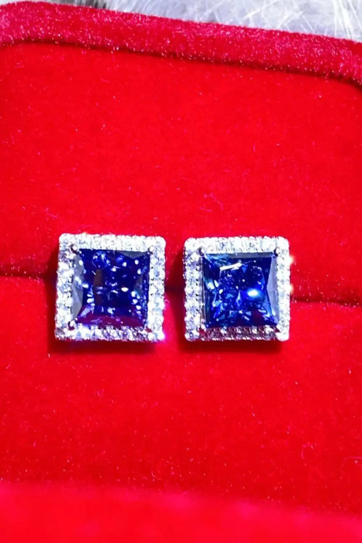 925 Sterling Silver 4 Carat Moissanite Square Earrings LOVCIA