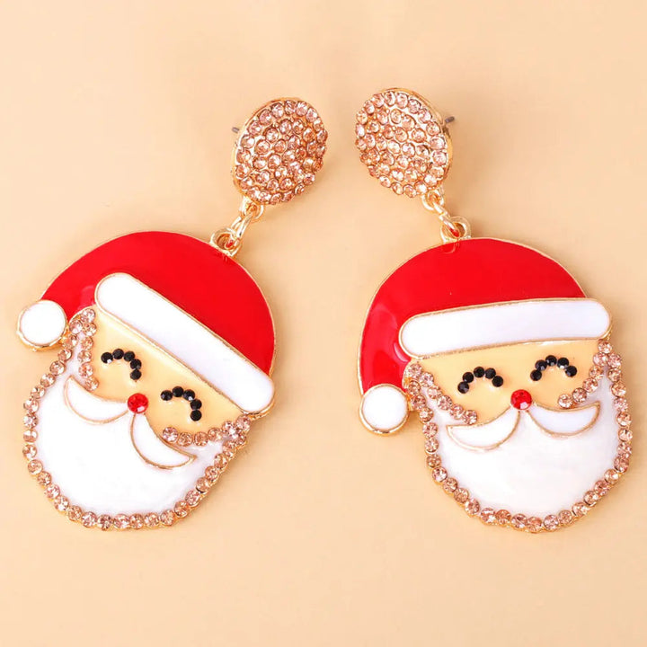 LOVCIA Rhinestone Alloy Santa Earrings