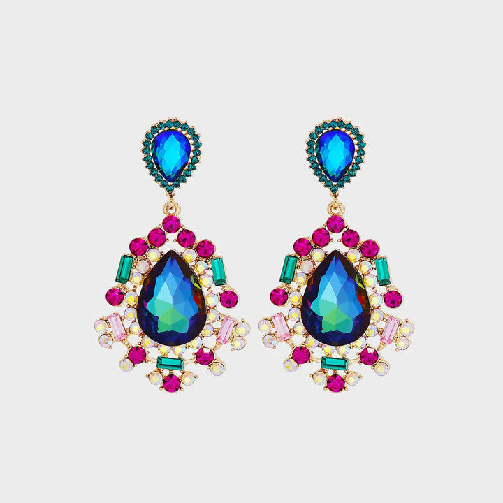 LOVCIA Teardrop Shape Rhinestone Alloy Dangle Earrings