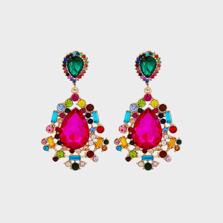 LOVCIA Teardrop Shape Rhinestone Alloy Dangle Earrings