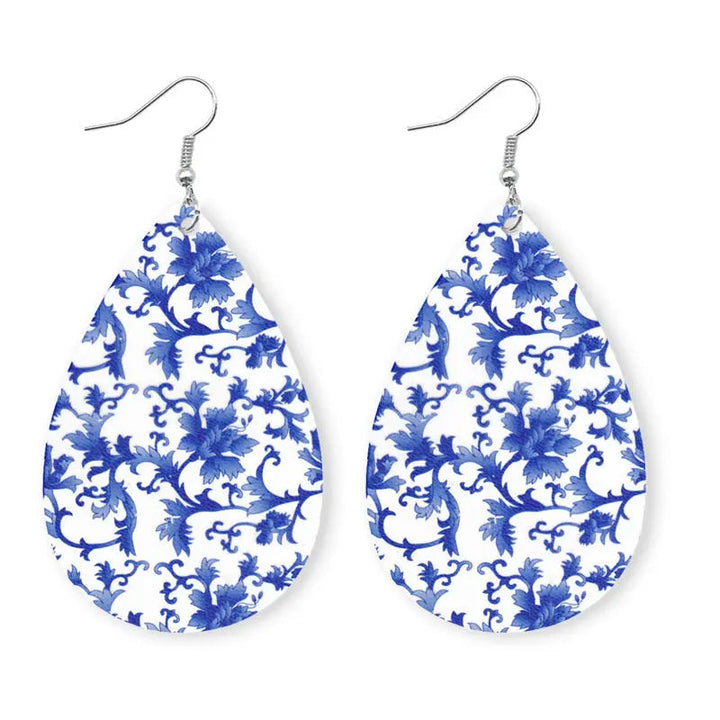 LOVCIA Printed PU Teardrop Earrings