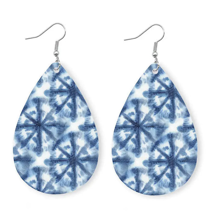 LOVCIA Printed PU Teardrop Earrings