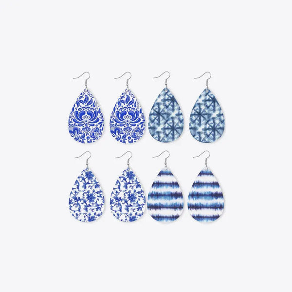 LOVCIA Printed PU Teardrop Earrings