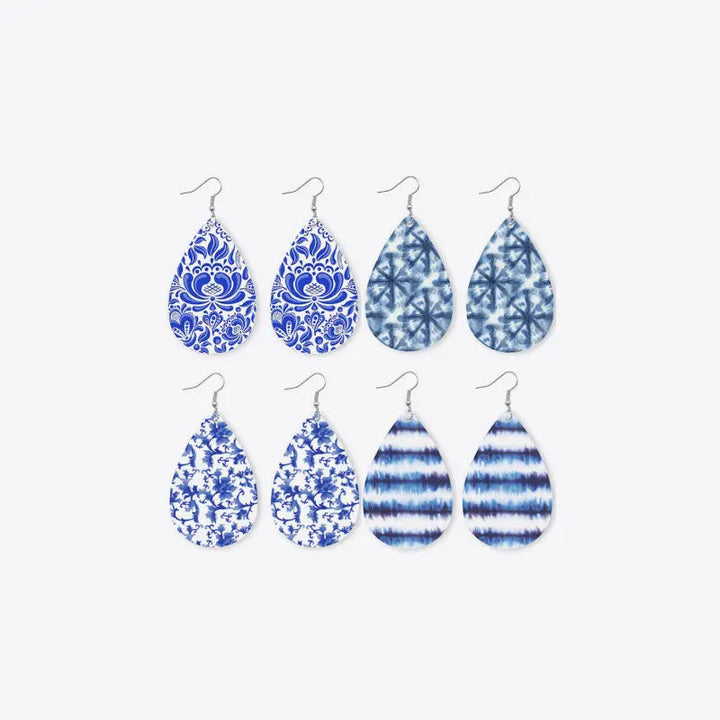 LOVCIA Printed PU Teardrop Earrings