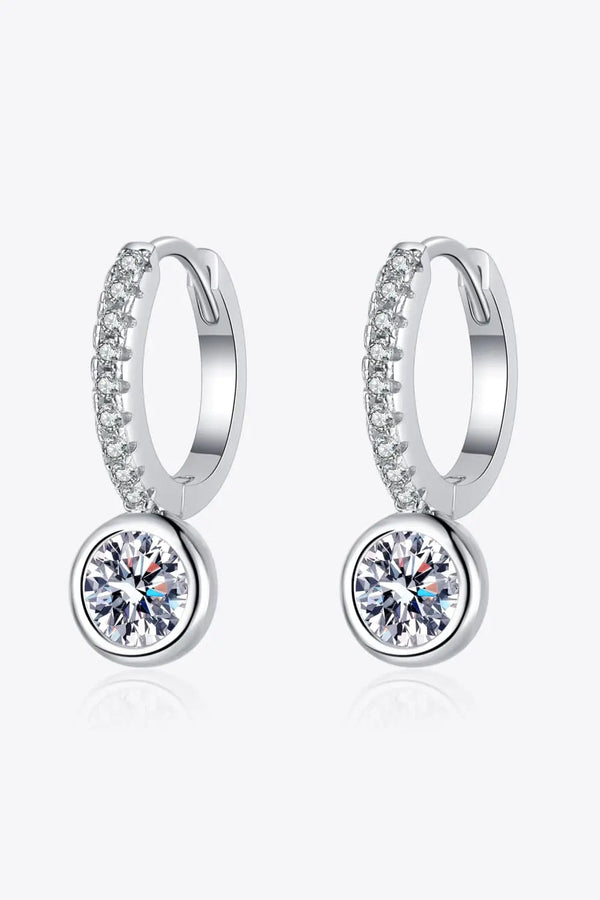 LOVCIA 1 Carat Moissanite Rhodium-Plated Drop Earrings