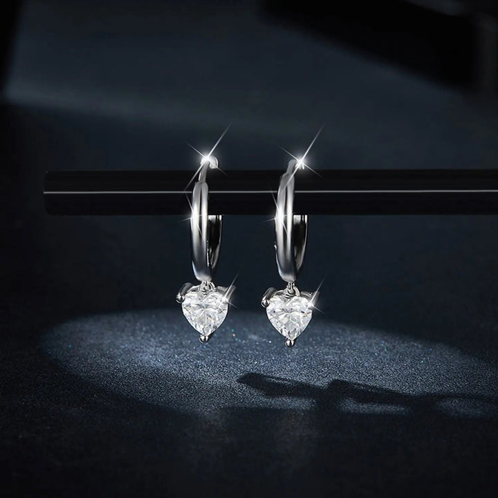 1 Carat Moissanite 925 Sterling Silver Heart Earrings LOVCIA