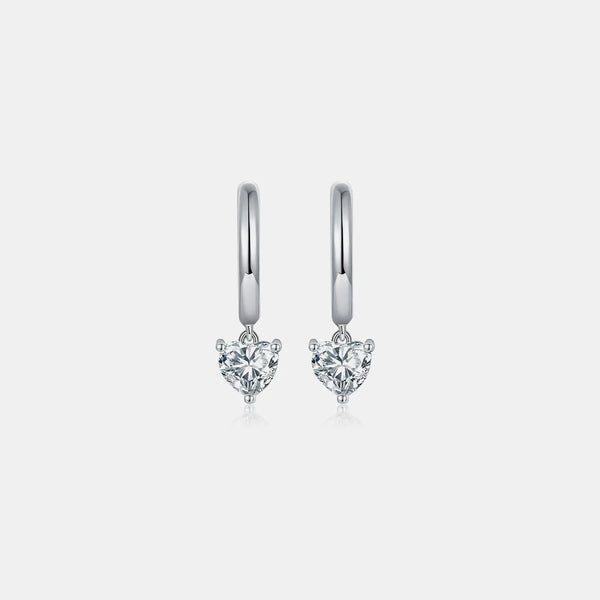 LOVCIA 1 Carat Moissanite 925 Sterling Silver Heart Earrings