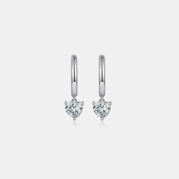 1 Carat Moissanite 925 Sterling Silver Heart Earrings LOVCIA