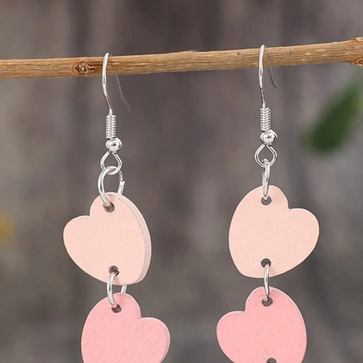 LOVCIA Heart Wood Dangle Earrings