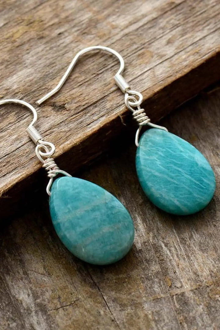 LOVCIA Handmade Natural Stone Teardrop Earrings