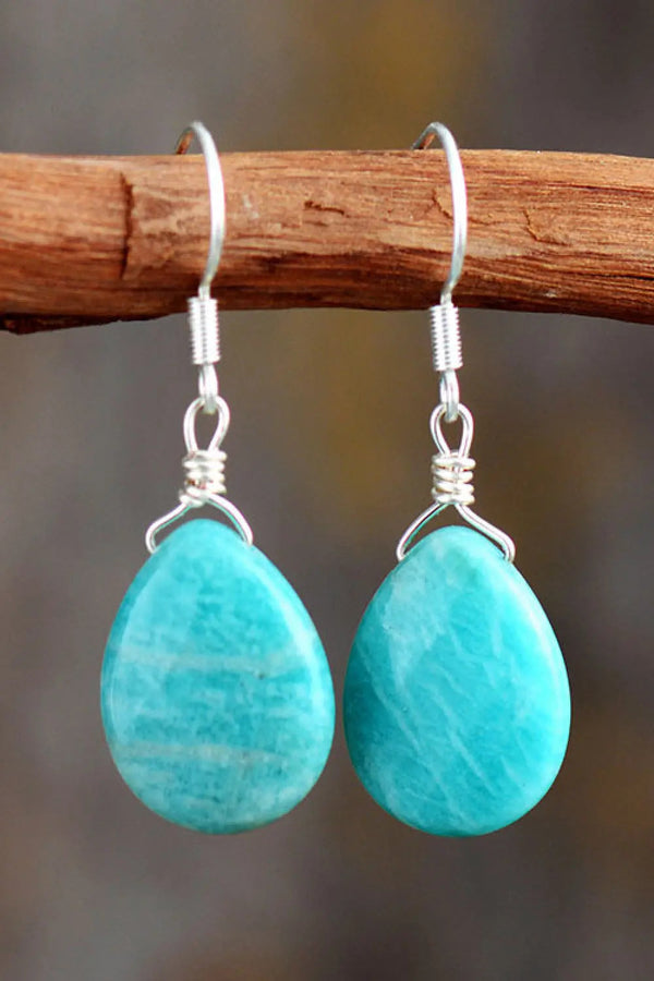 LOVCIA Handmade Natural Stone Teardrop Earrings