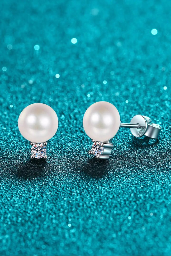 LOVCIA Moissanite Pearl Stud Earrings