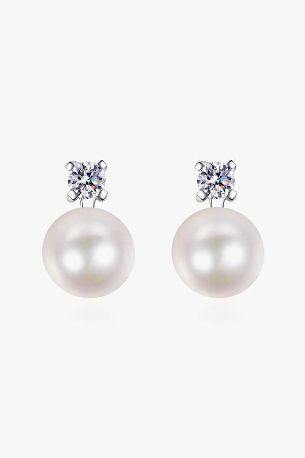 LOVCIA Moissanite Pearl Stud Earrings