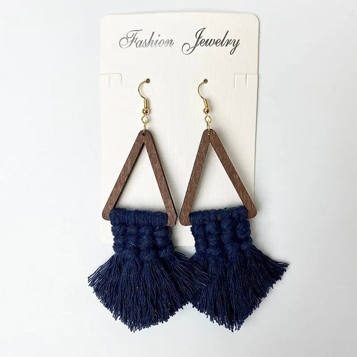 LOVCIA Tassel Detail Geometric Earrings