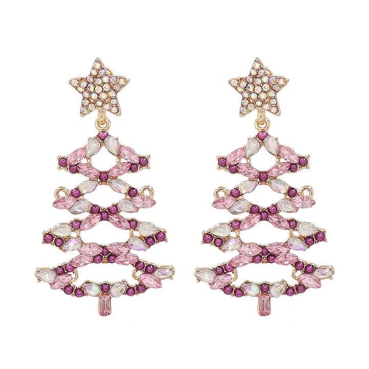 LOVCIA Christmas Tree Rhinestone Alloy Earrings