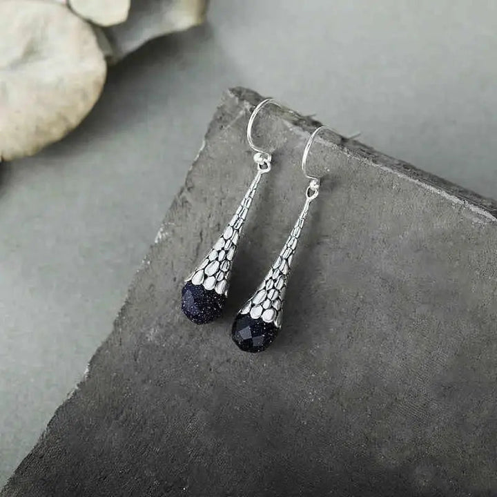 LOVCIA Handcrafted Sterling Silver Artisan Water Drop Earrings for Women LOVCIA