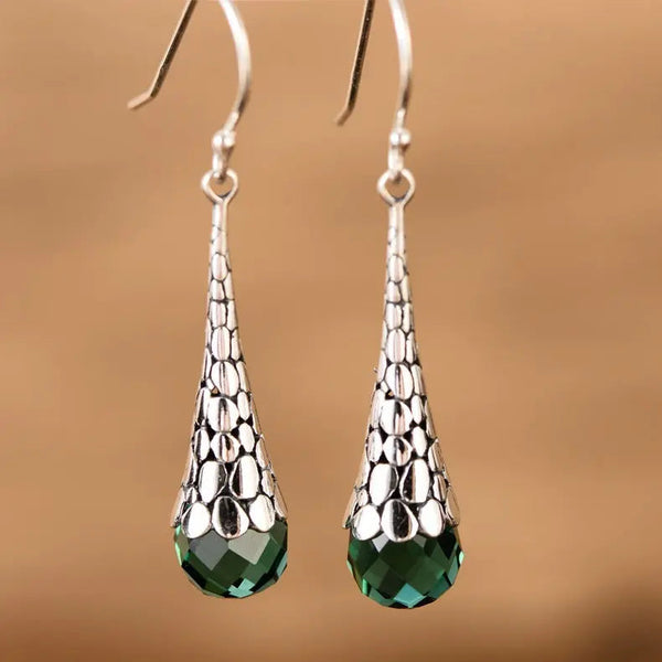 LOVCIA Handcrafted Sterling Silver Artisan Water Drop Earrings for Women LOVCIA