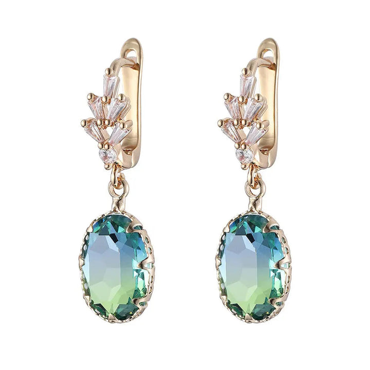 LOVCIA Shining Crystal Zircon Bright Oval Gem Fashion Earrings for Women LOVCIA