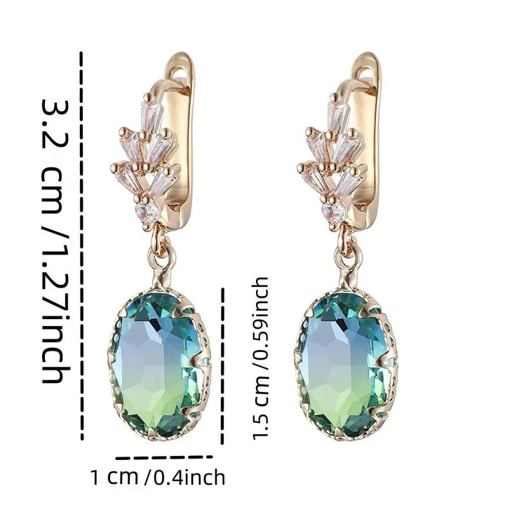 LOVCIA Shining Crystal Zircon Bright Oval Gem Fashion Earrings for Women LOVCIA