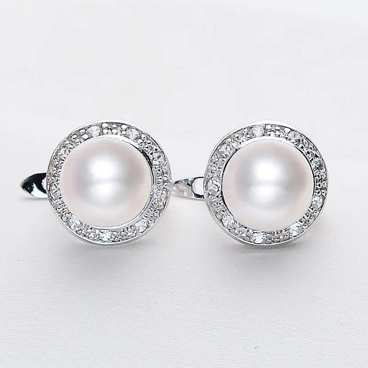 LOVCIA Elegant Minimalistic Freshwater Pearl Earrings in Sterling S925 Silver