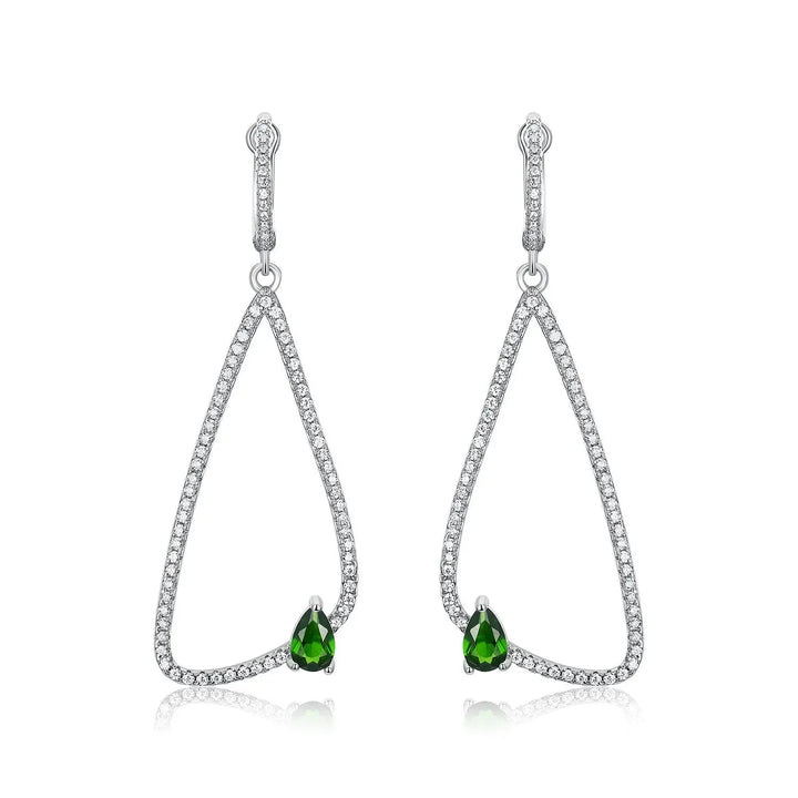 LOVCIA Elegant Women's S925 Silver Earrings with Natural Diopside Gemstone LOVCIA