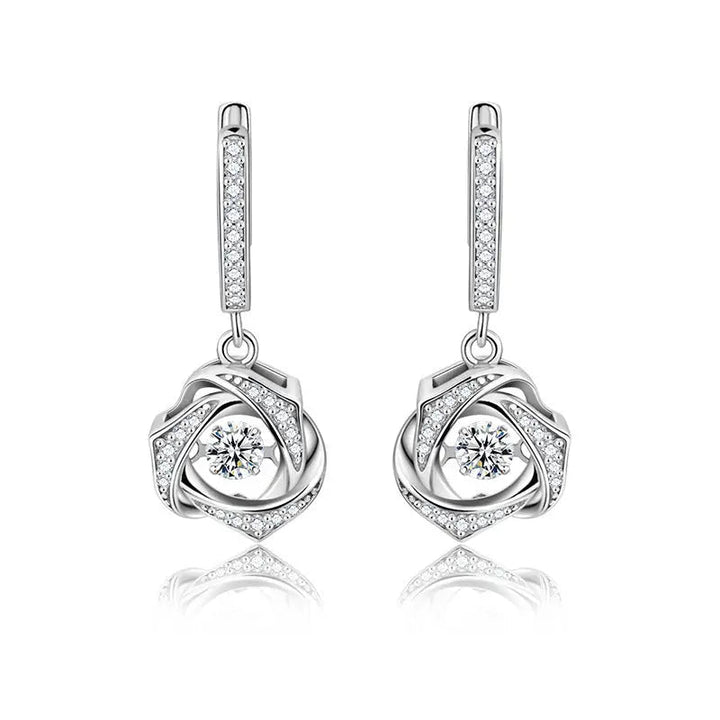 LOVCIA Sterling Silver Twisted Knot Crystal Drop Earrings for Women LOVCIA