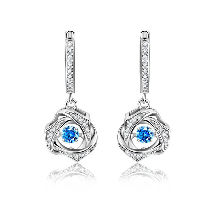 LOVCIA Sterling Silver Twisted Knot Crystal Drop Earrings for Women LOVCIA