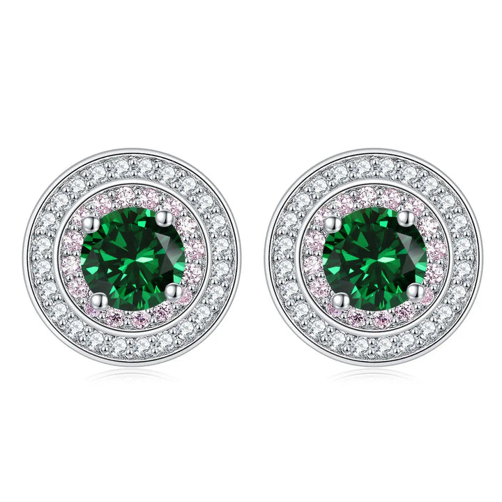 LOVCIA Elegant Sterling Silver Zircon Stud Earrings for Women with Birthstone Colors